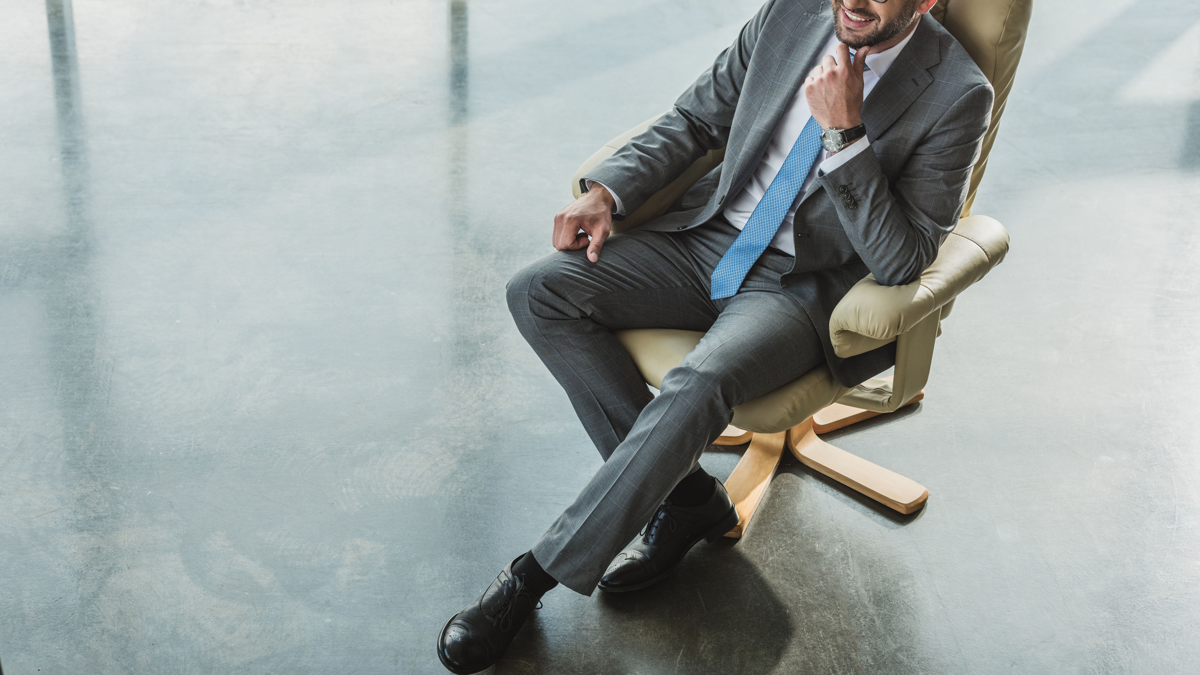 A businessman in a chair