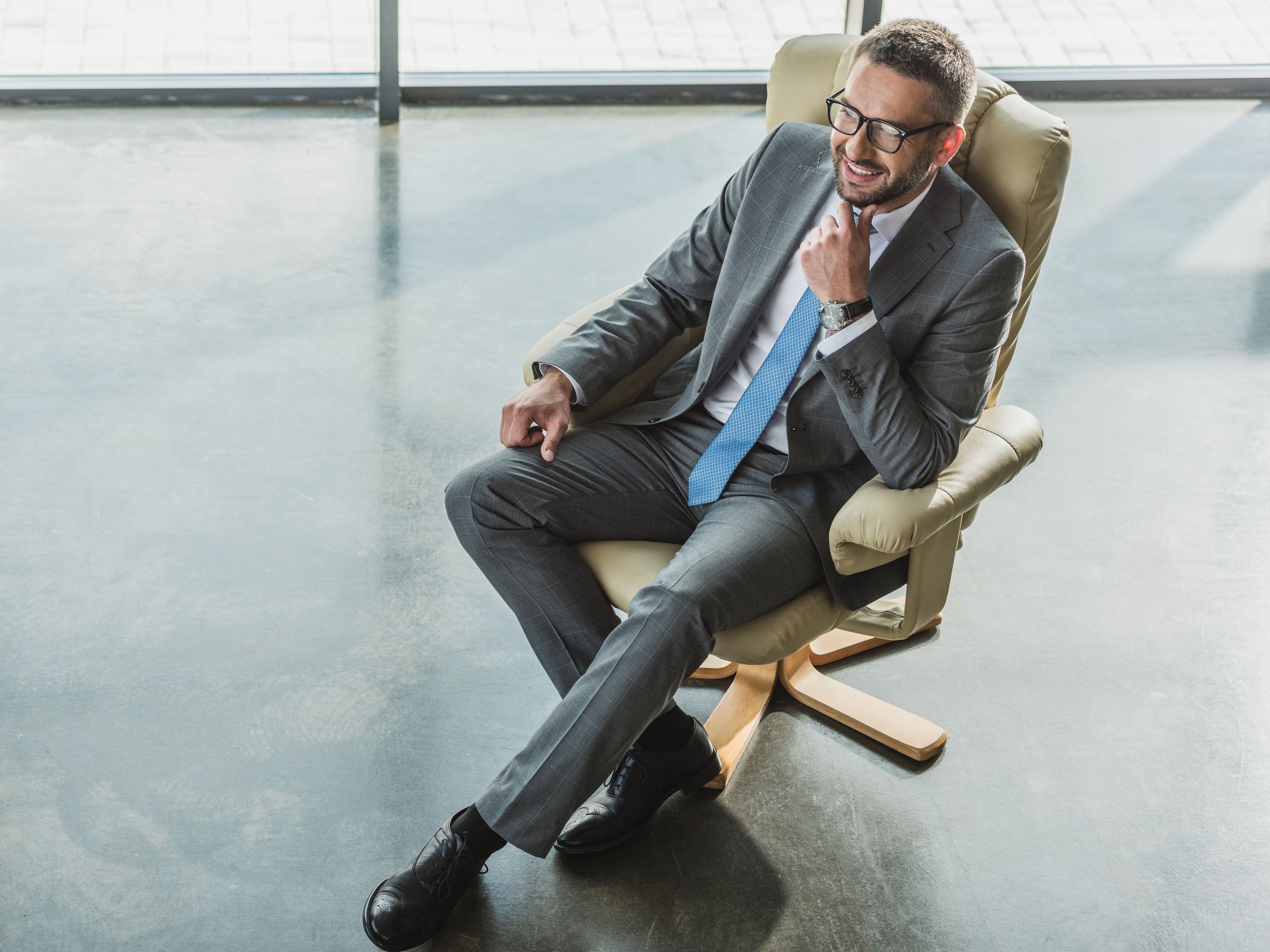 A businessman in a chair