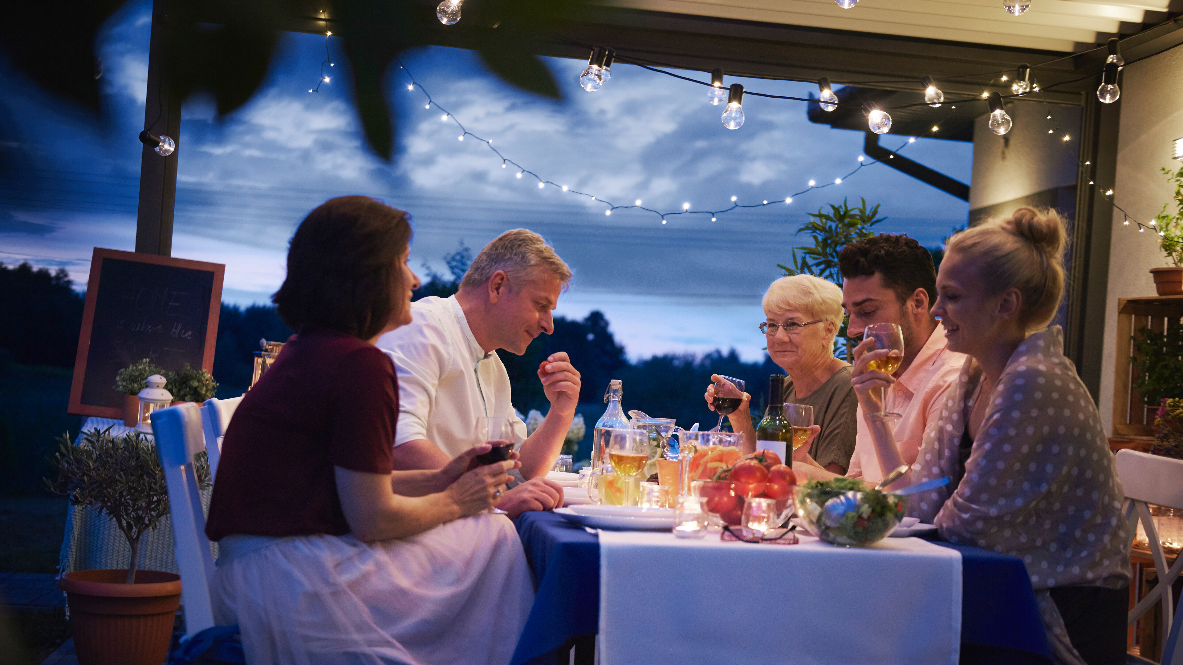 A family enjoying their dinner time