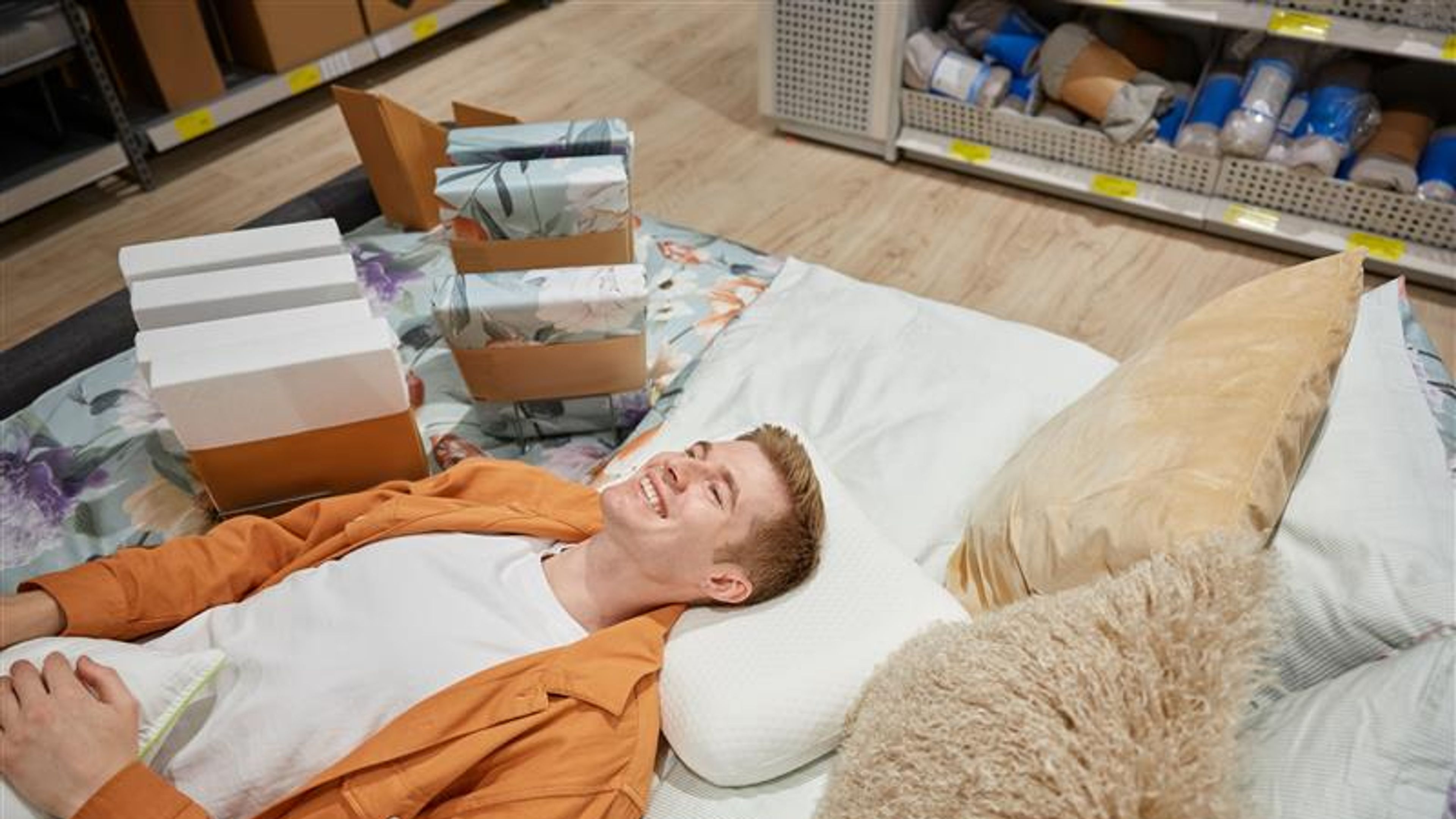 A man lying and relaxing