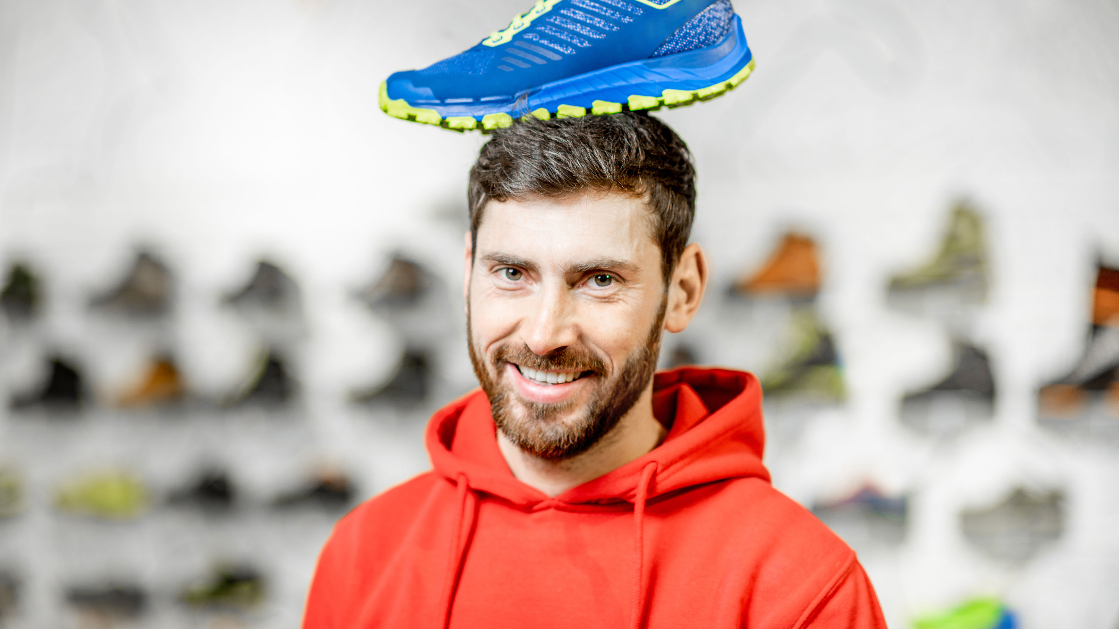 A man with a shoe