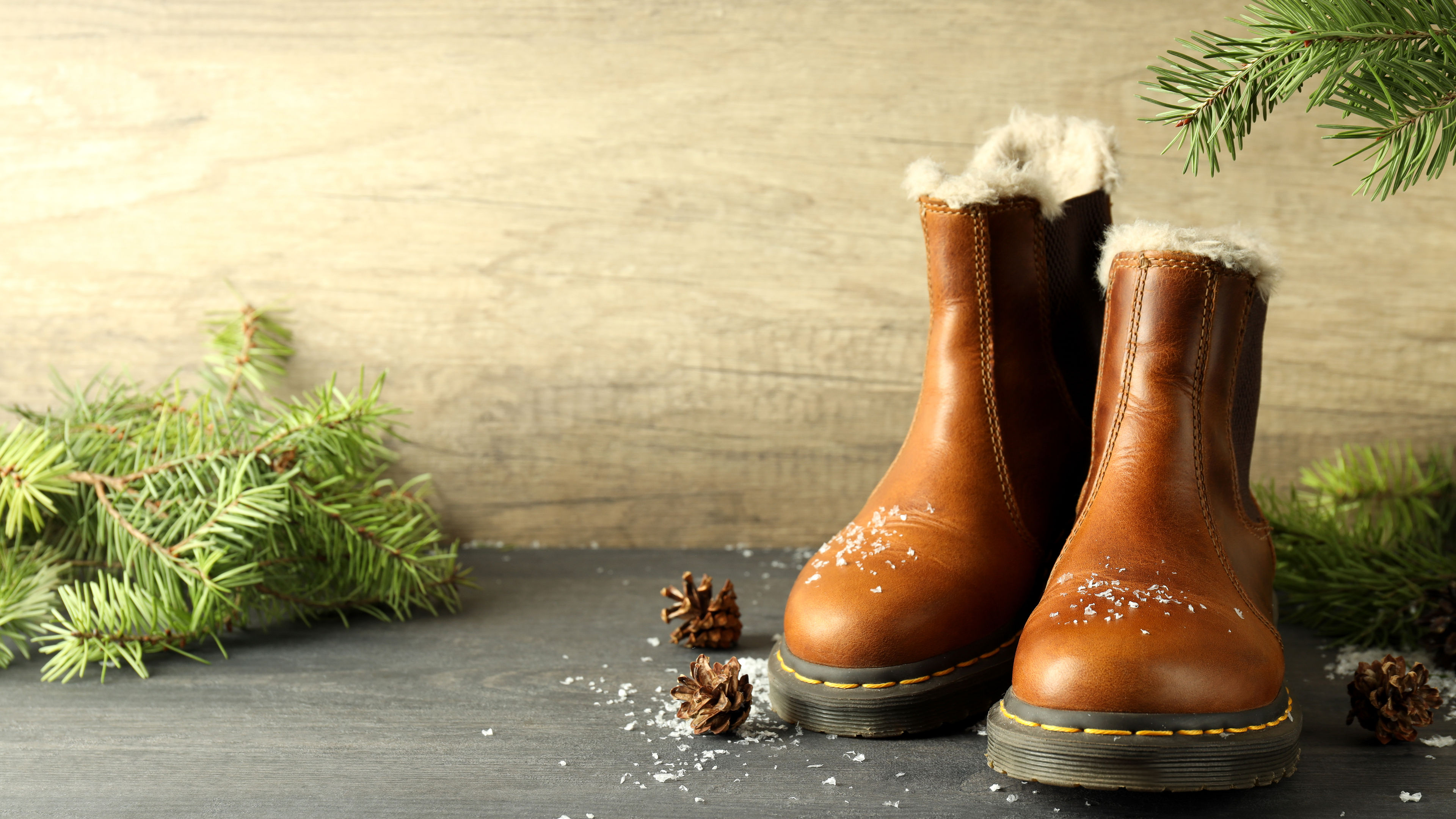 A pair of warm brown winter boots