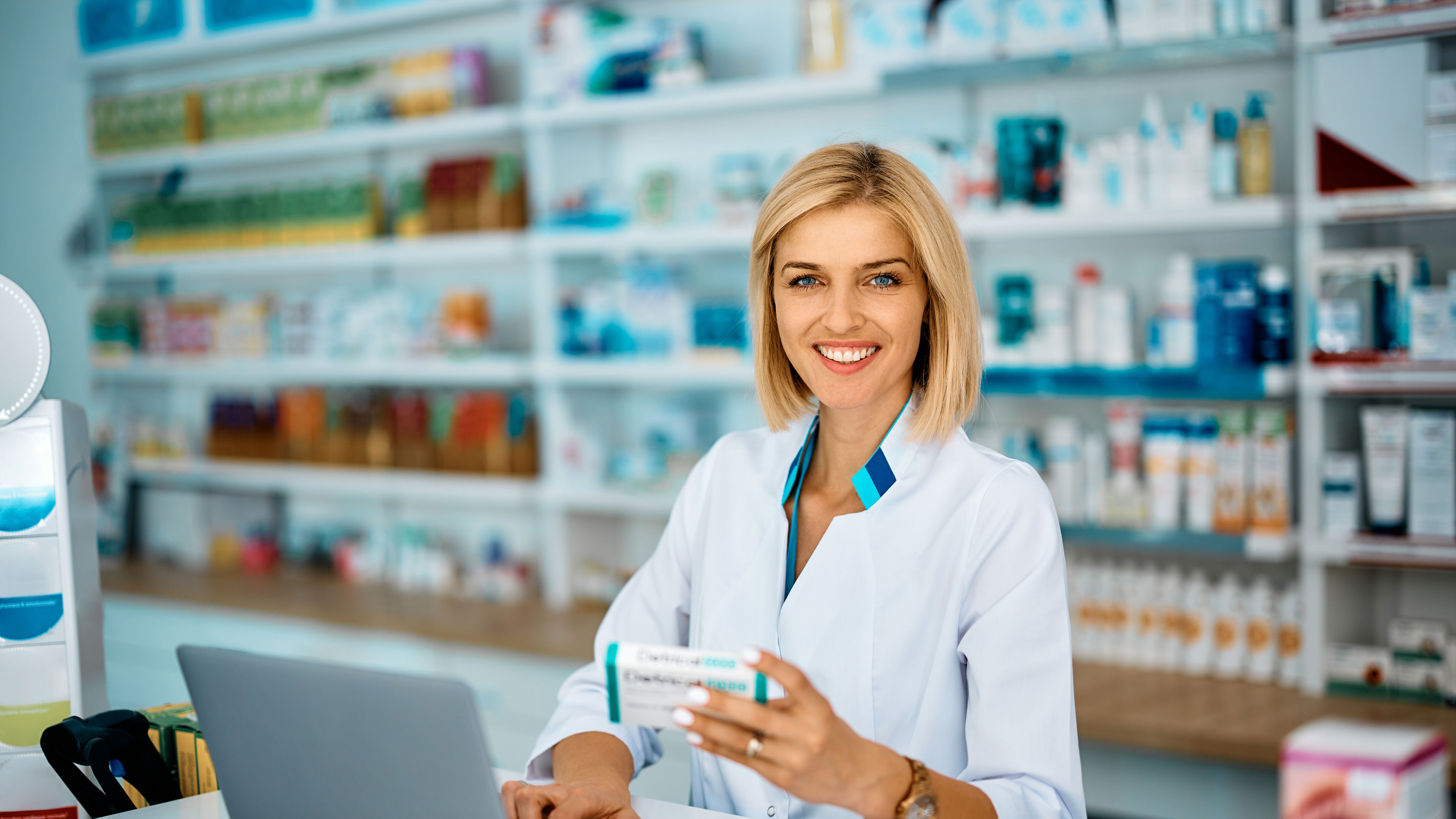 A pharmacist with medicines