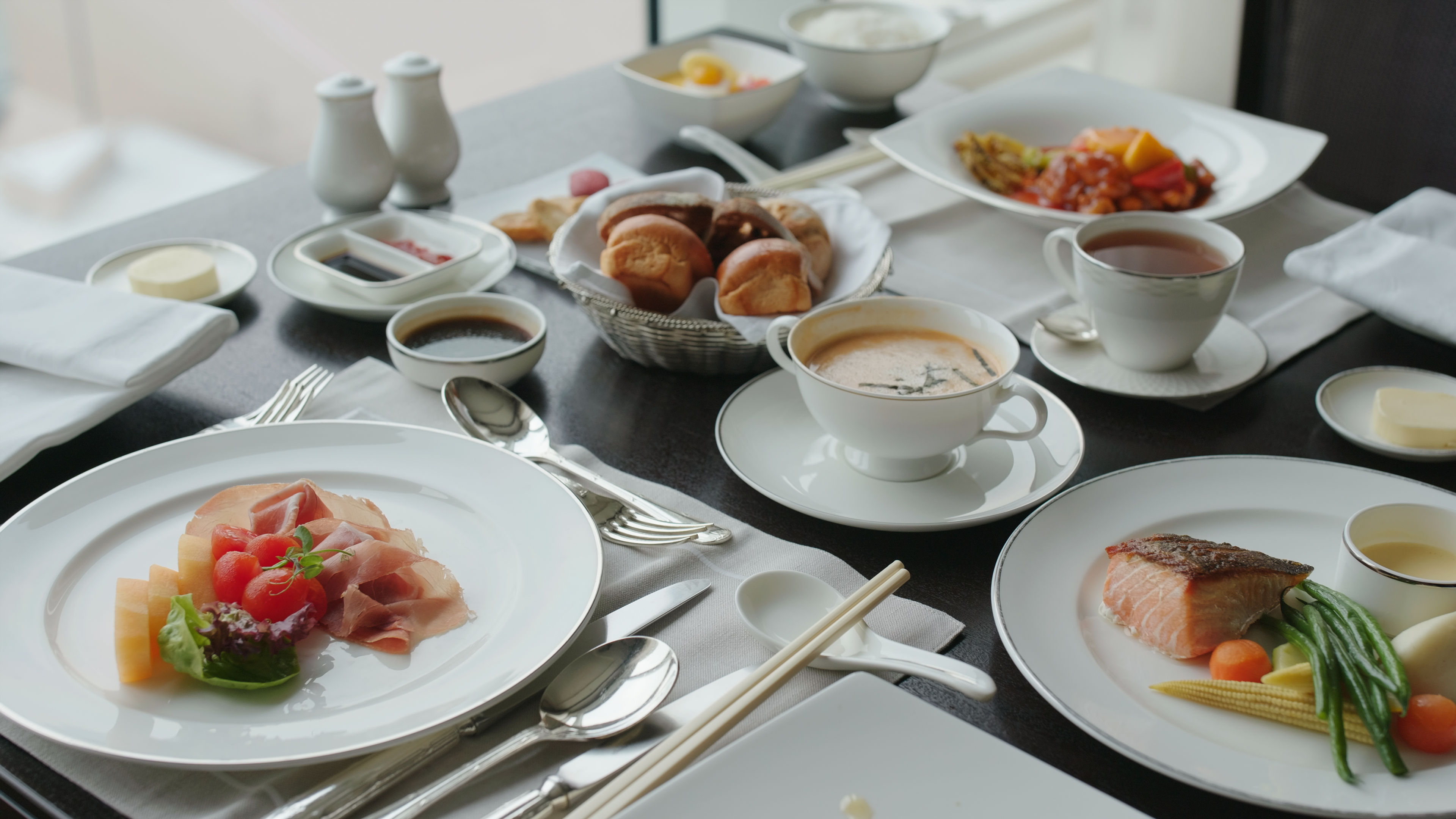 A table with different dishes