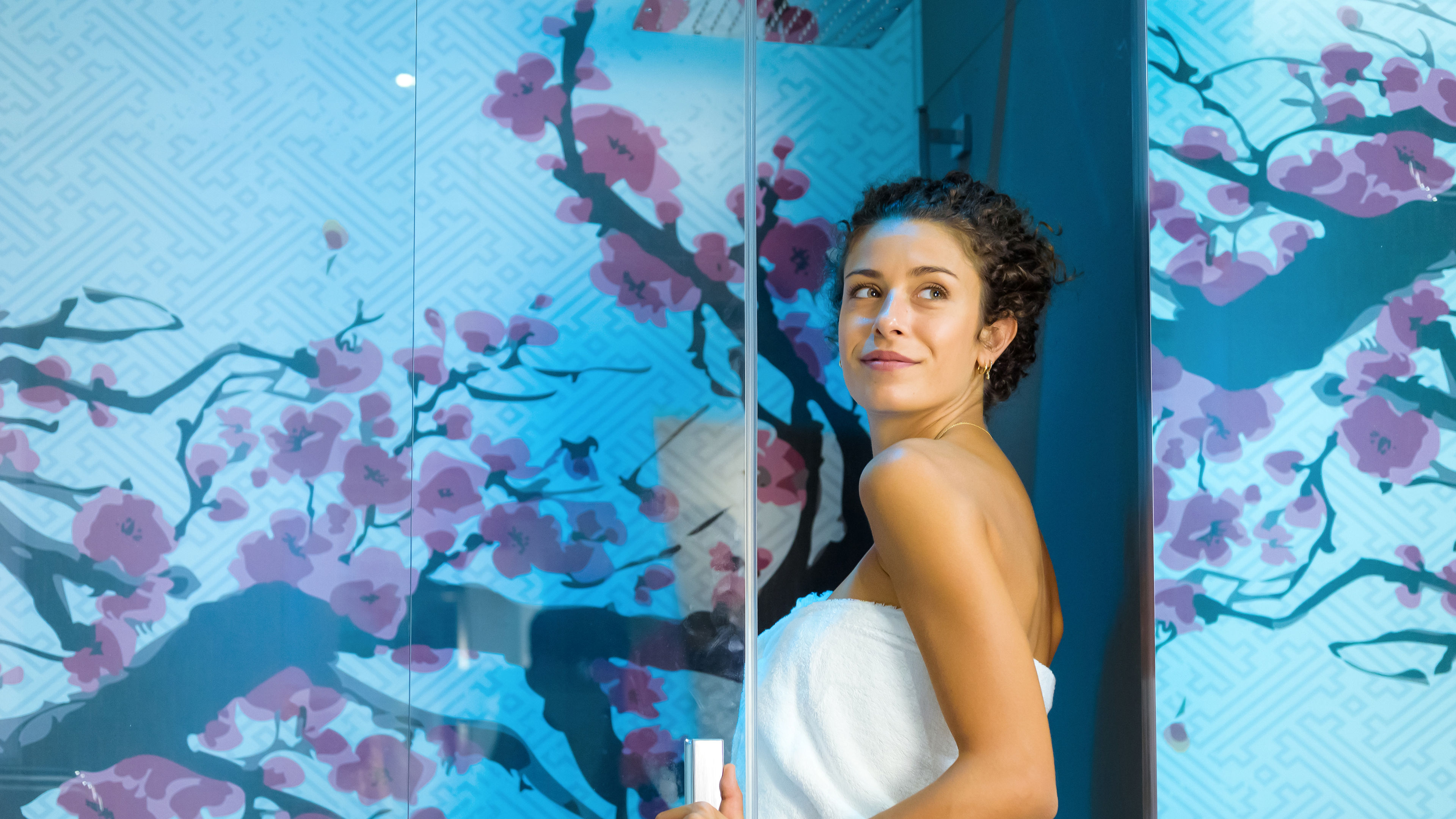 A woman after a shower
