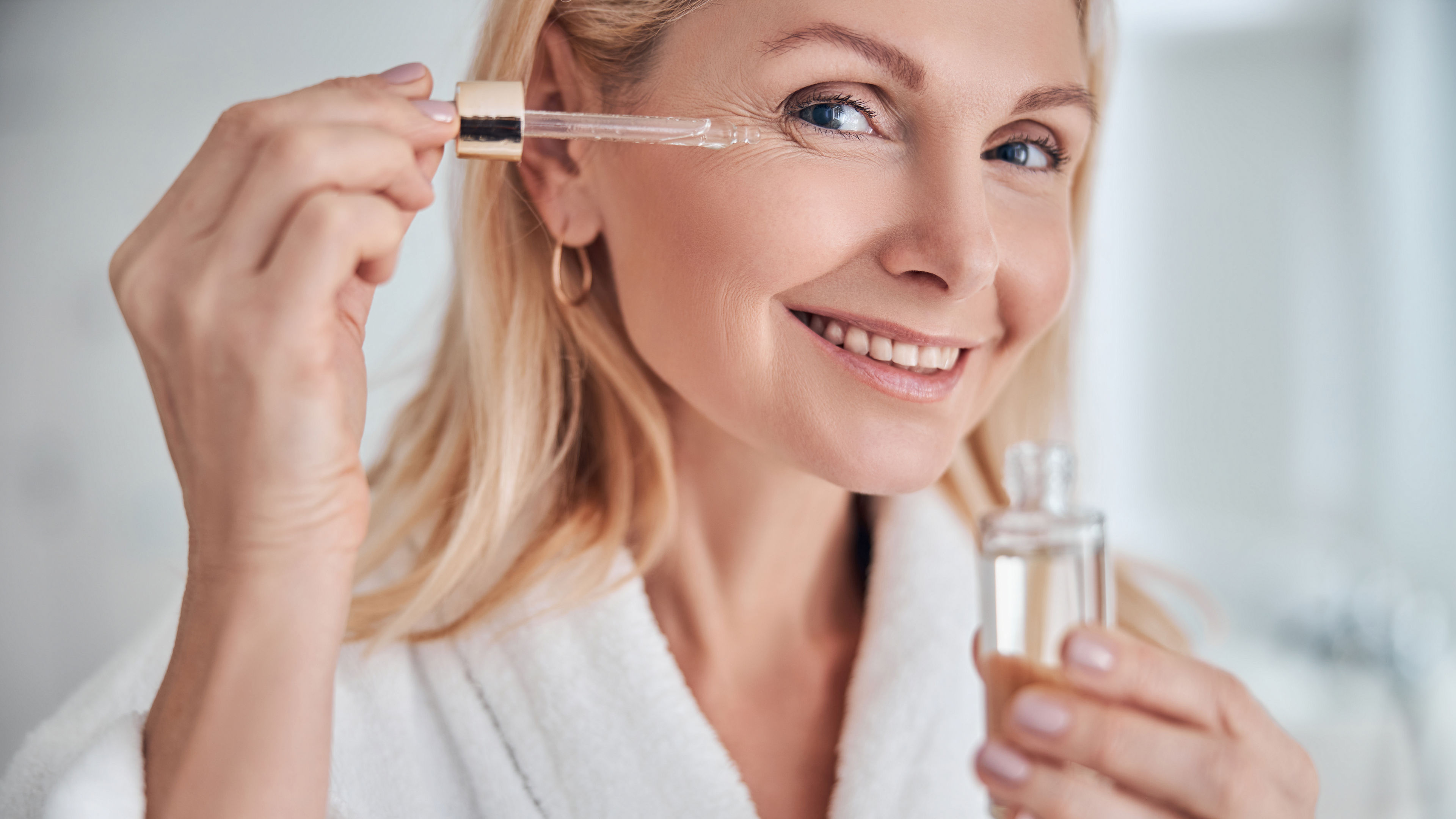 A woman doing skincare