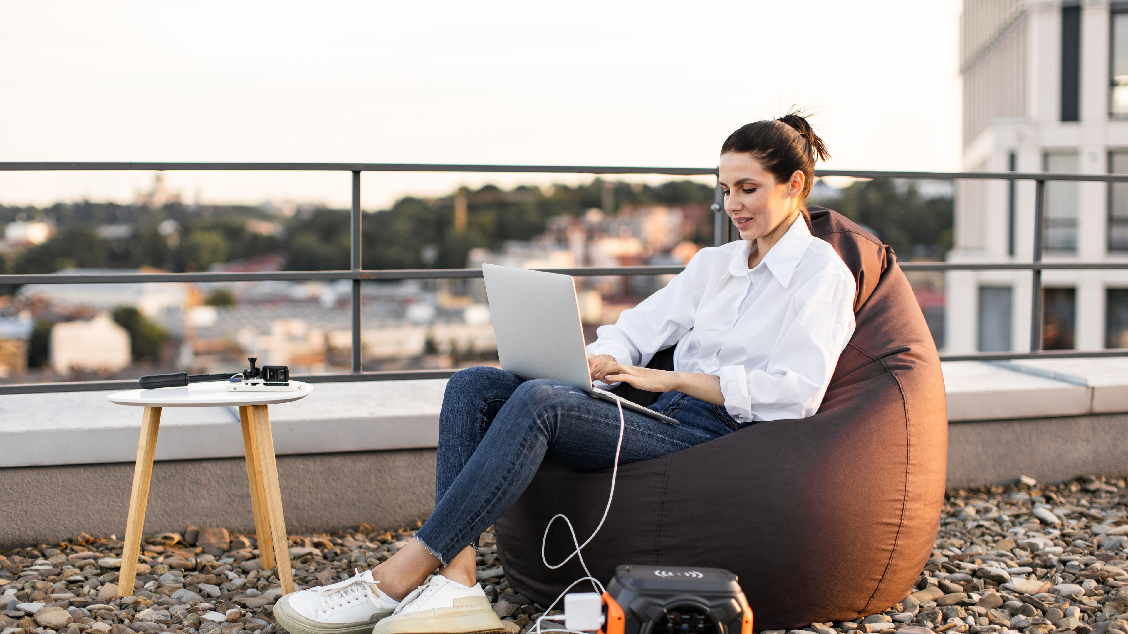 A woman working