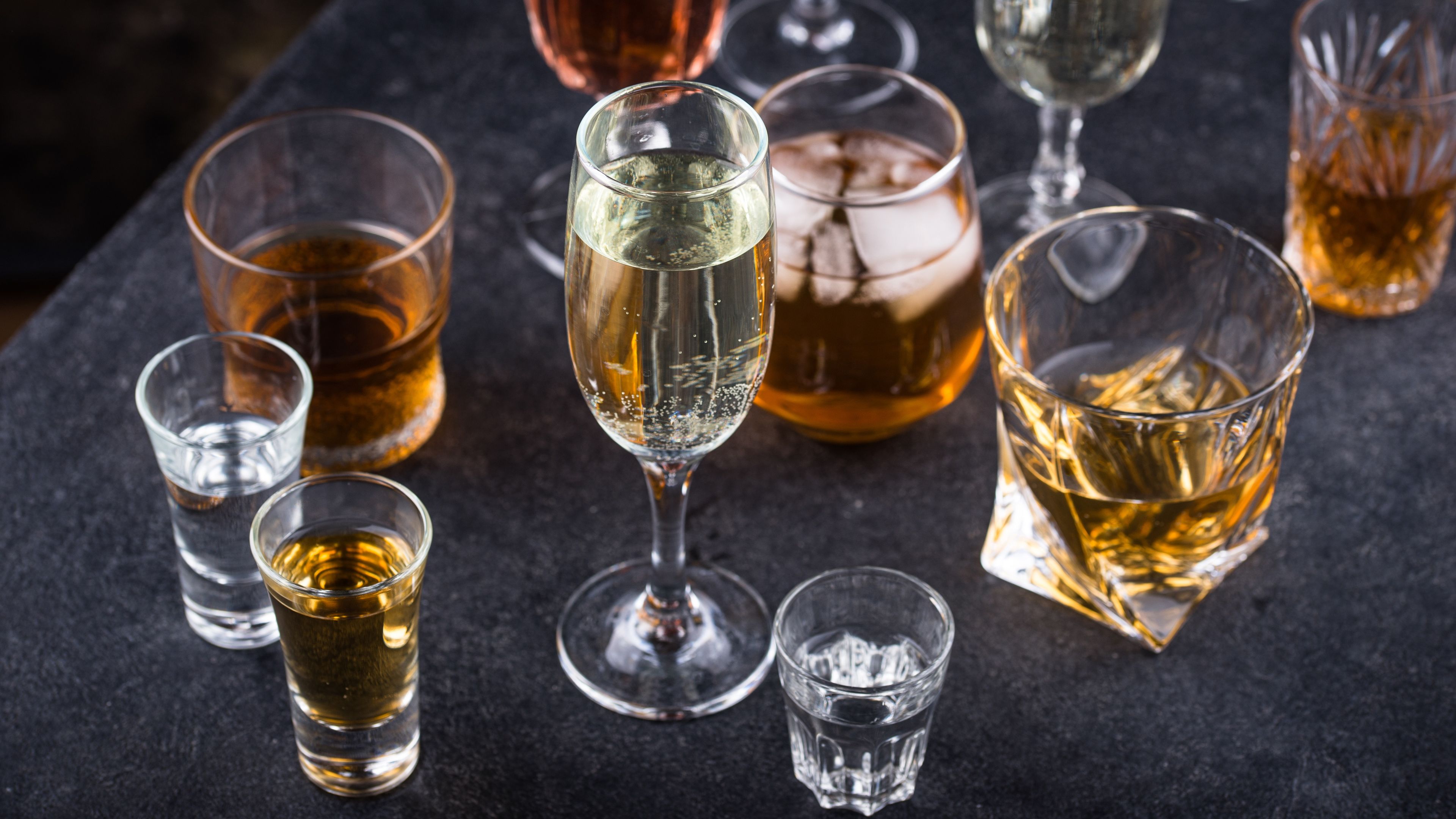 Assortment of various alcohol drinks