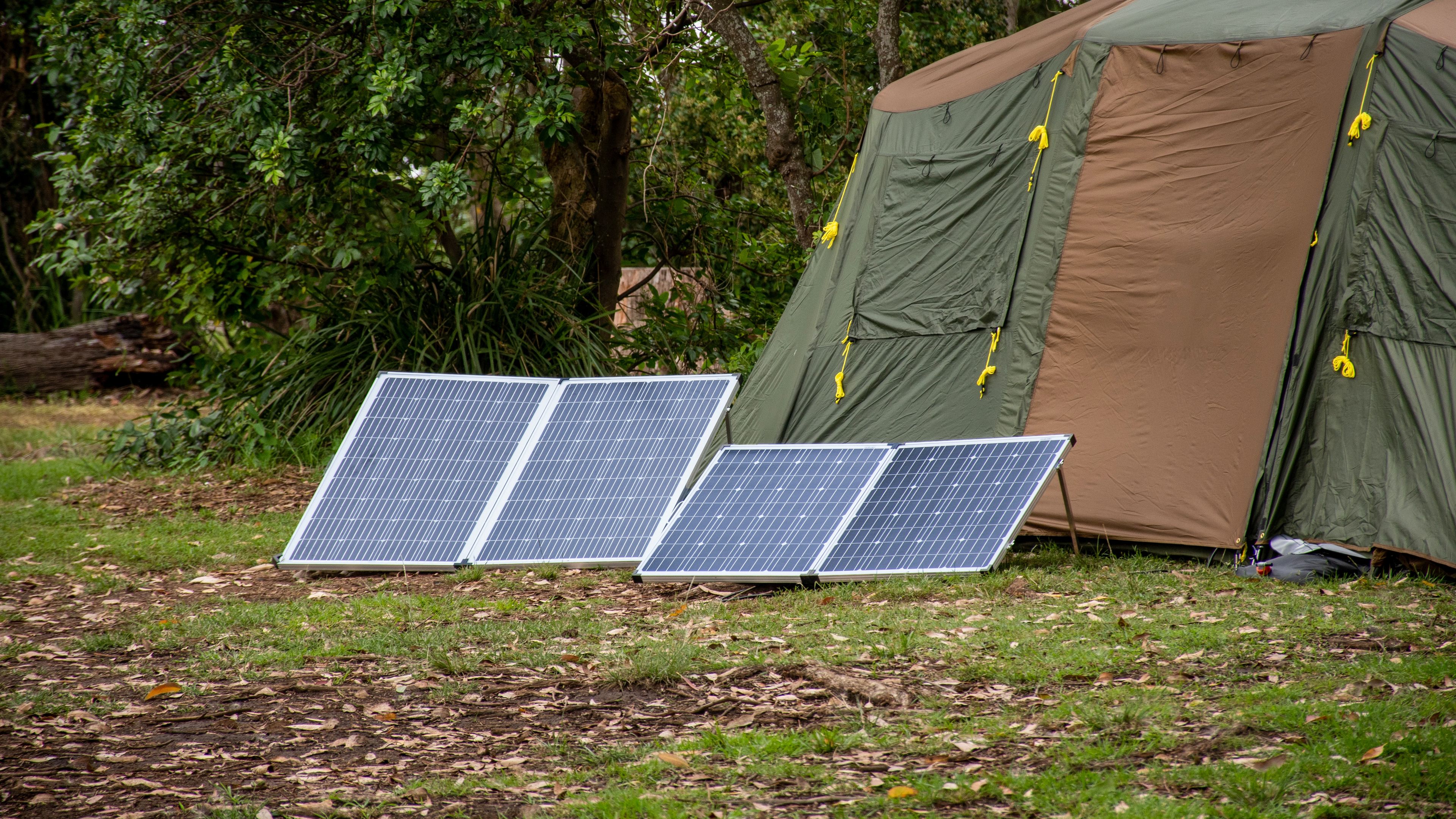 Camping with solar panel