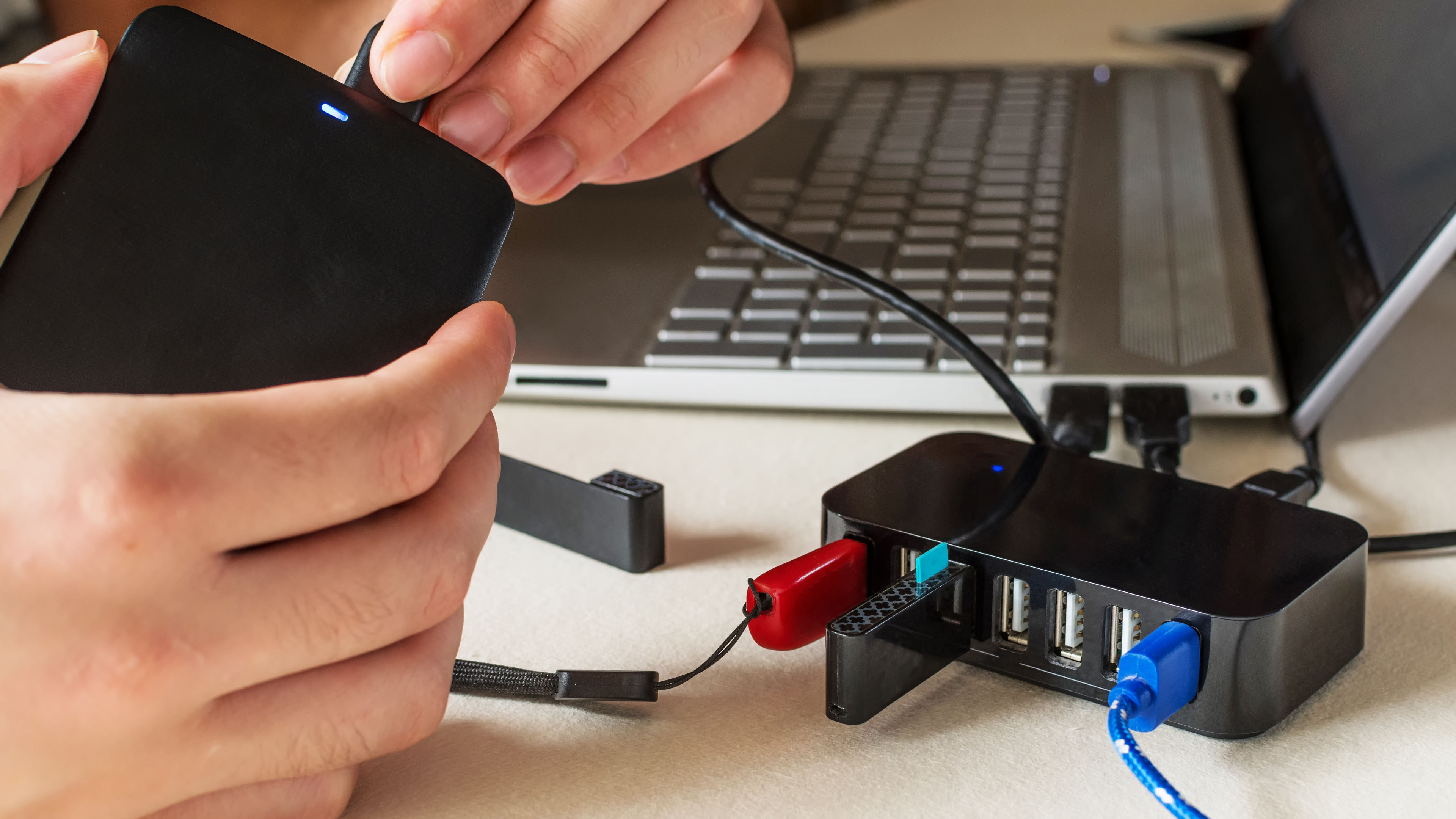 Connecting an external drive through a USB-C hub