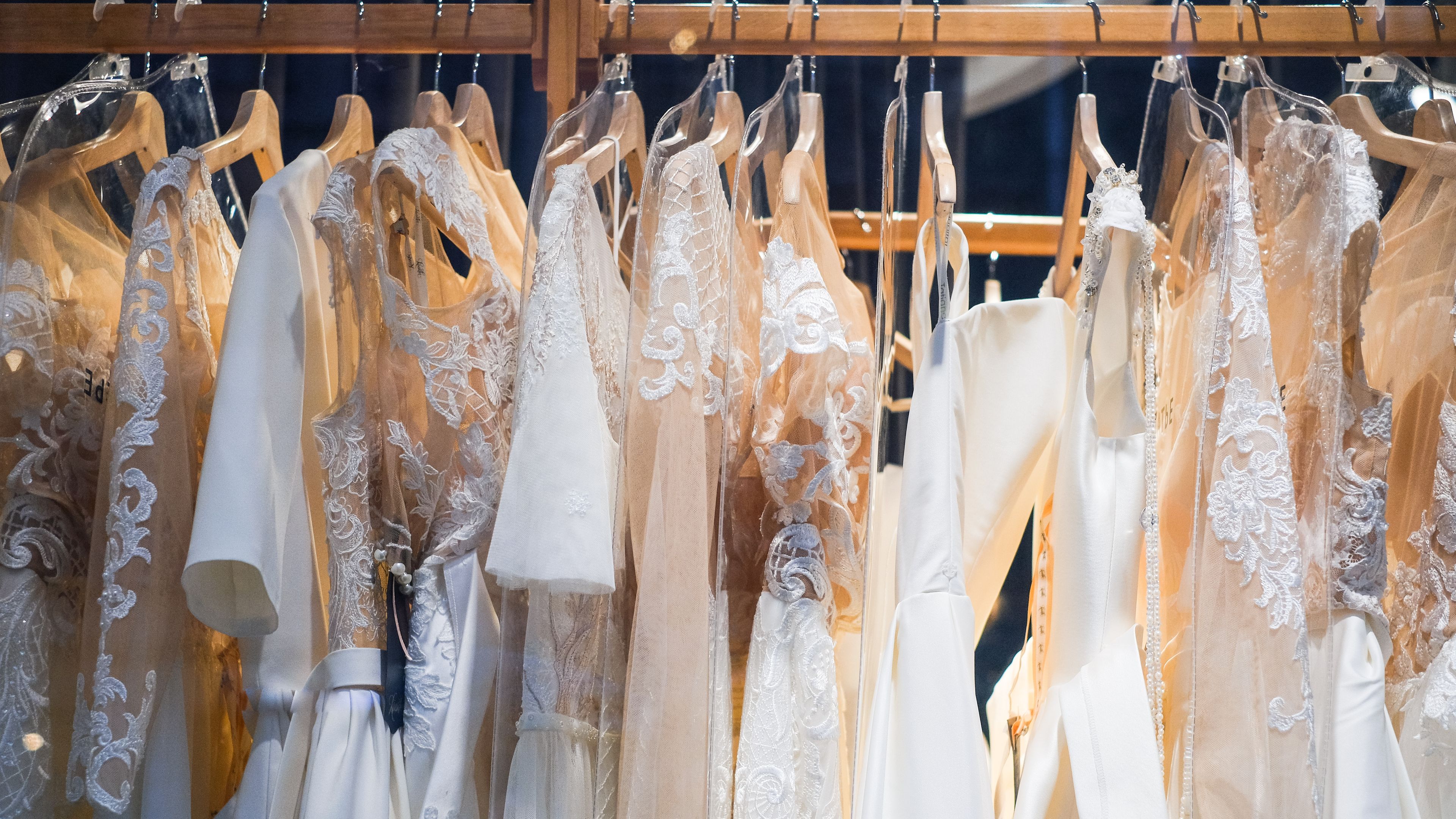 Elegant Dresses Hanging on Rack