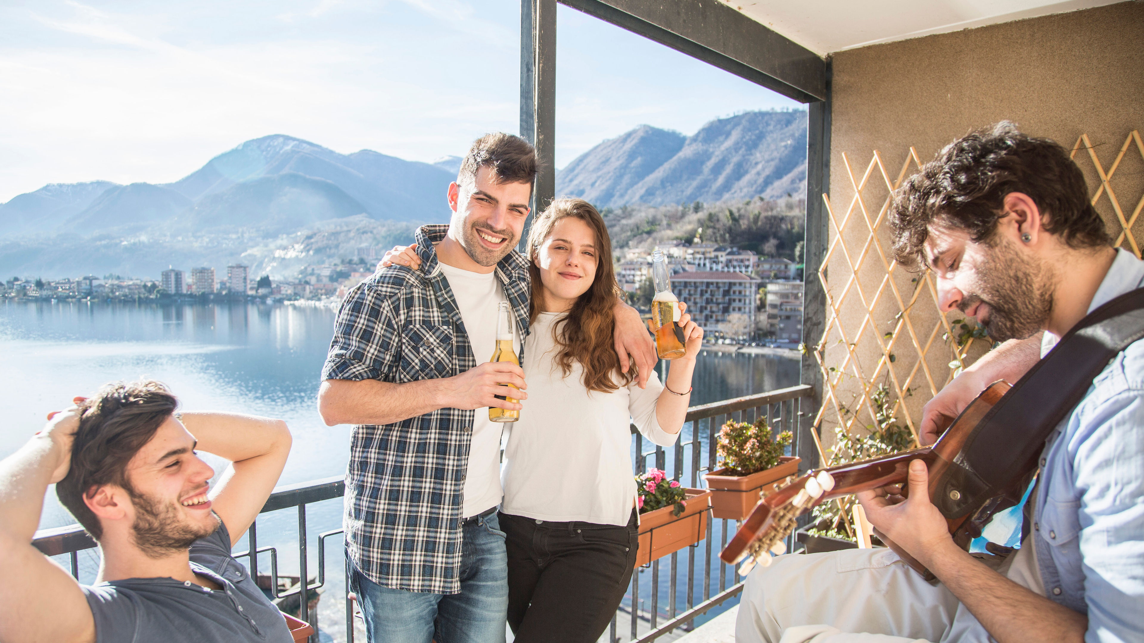 Friends enjoying in an apartment 