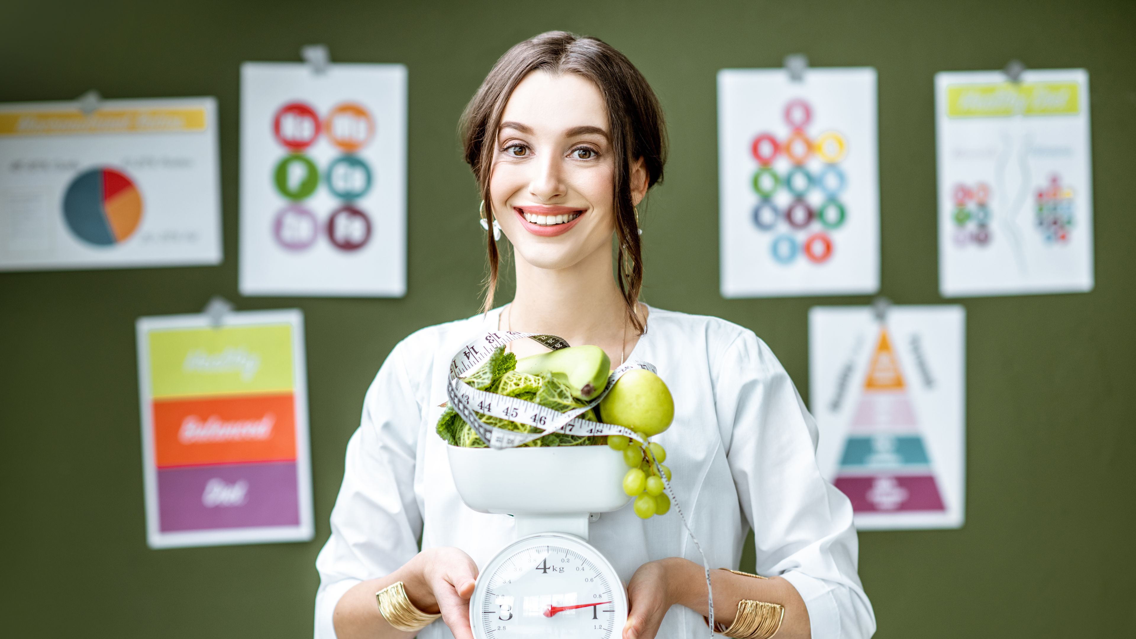 Healthy Woman Balancing Fruits