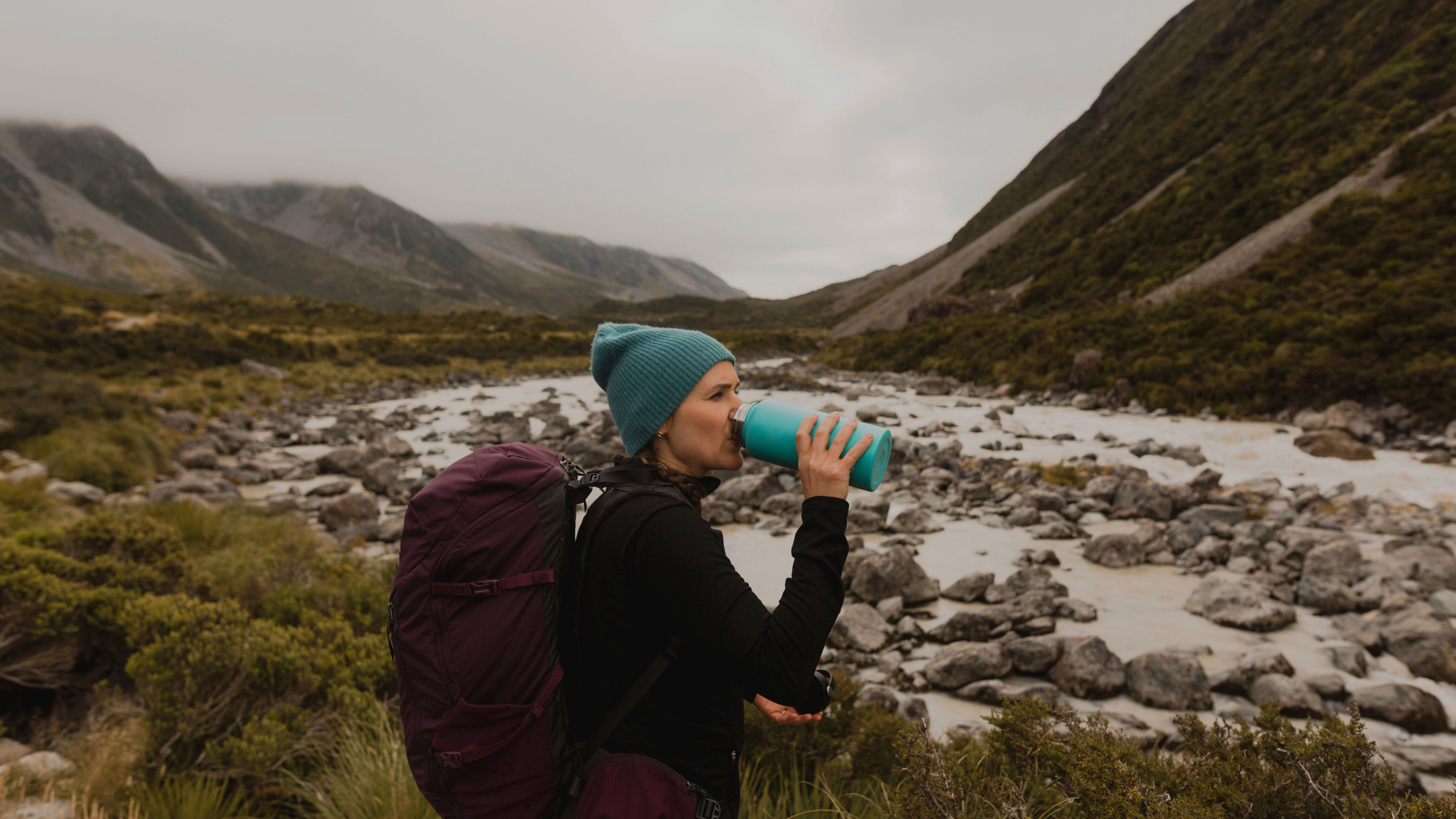 Hiker drinking