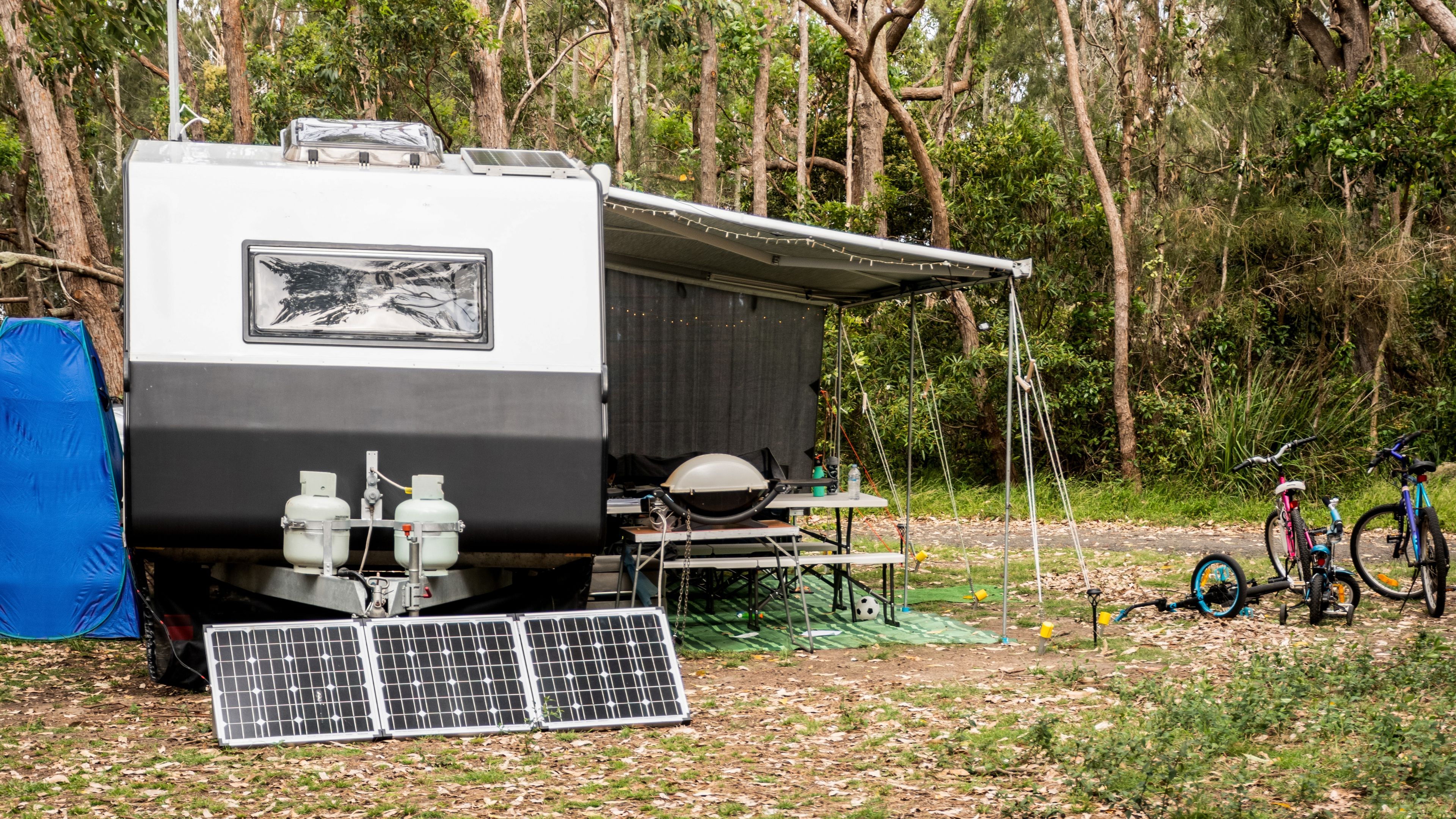 Image of camping and solar panels
