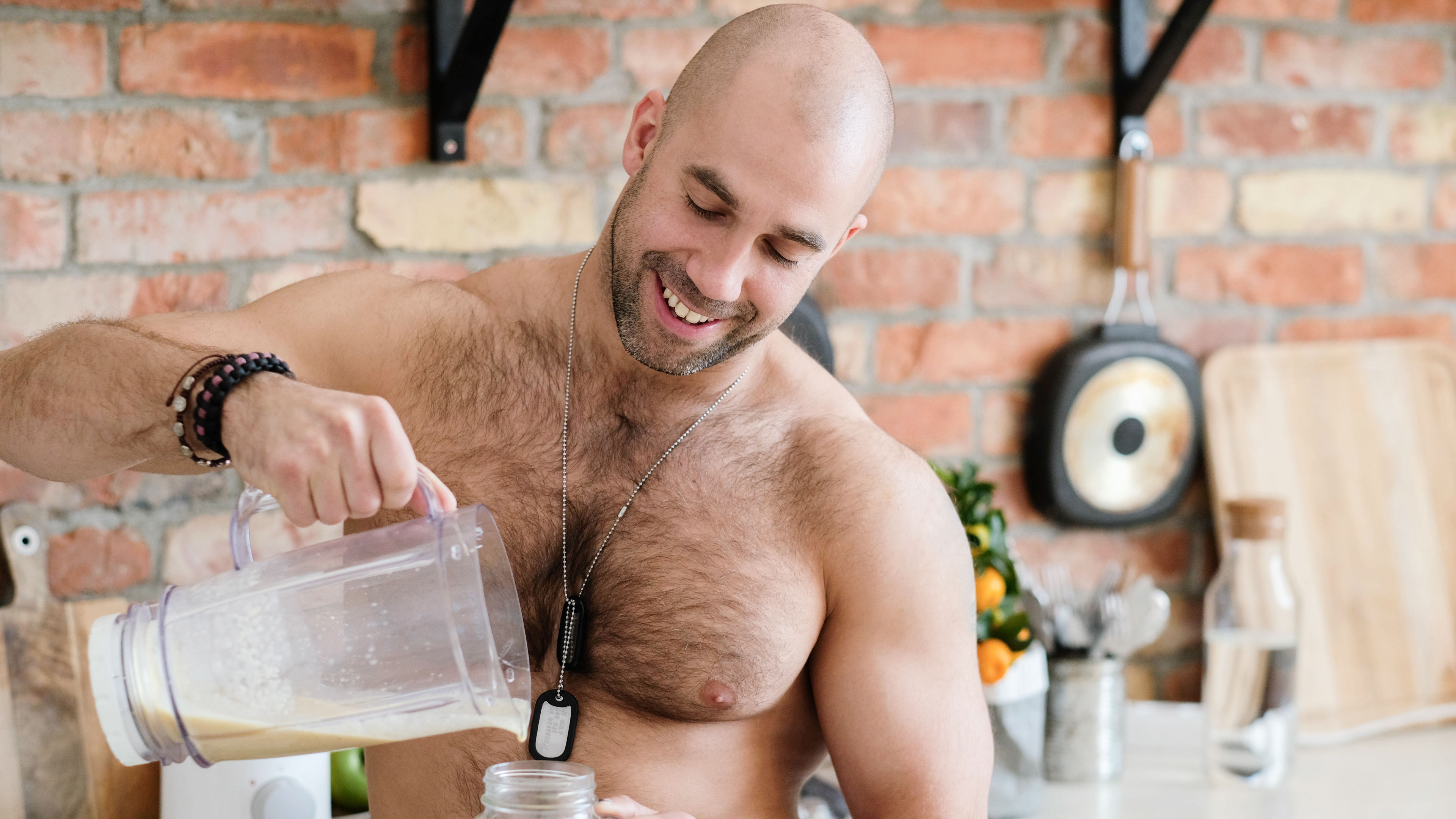 Man drinking protein shake