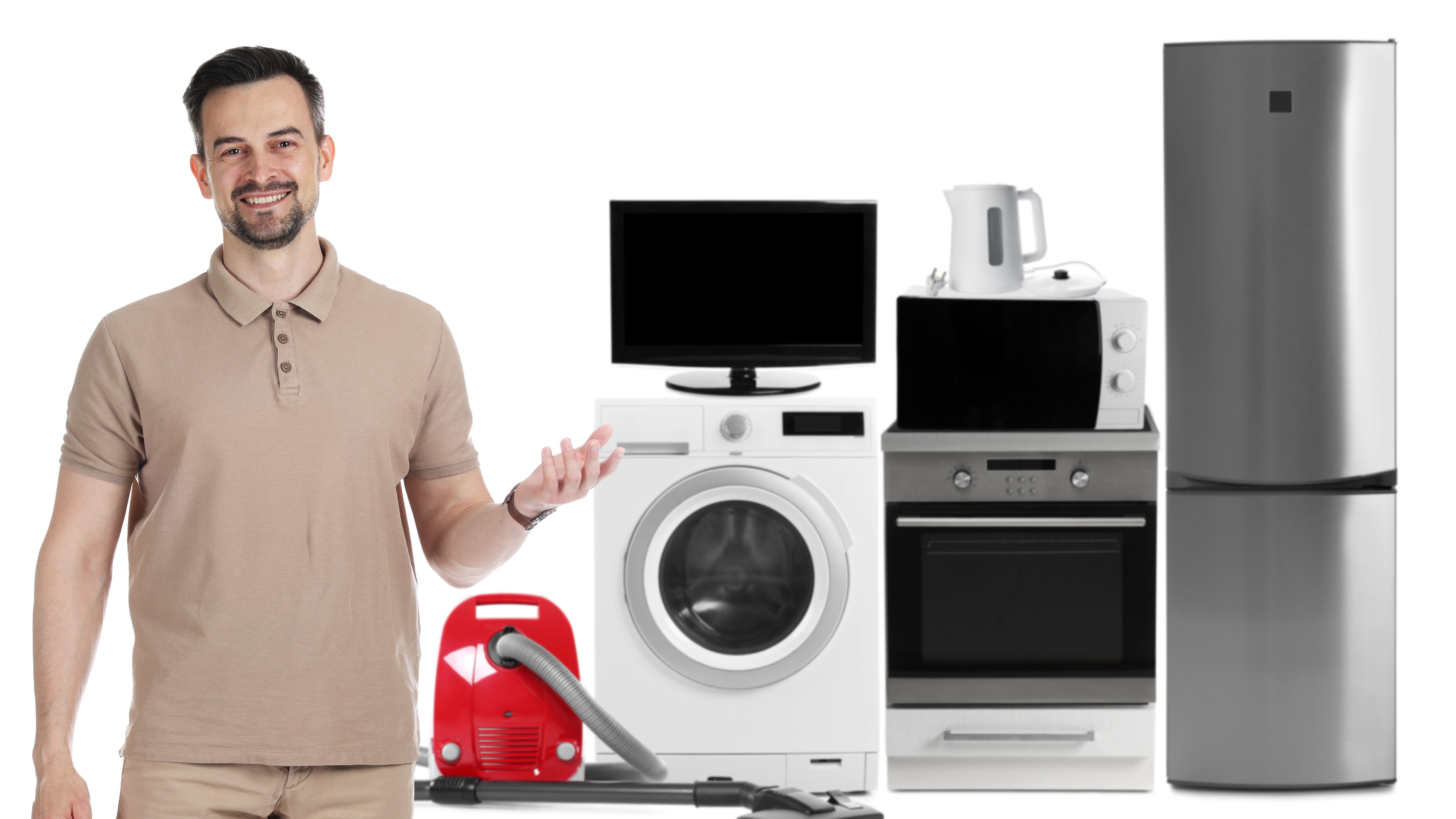 Man showing smart appliances