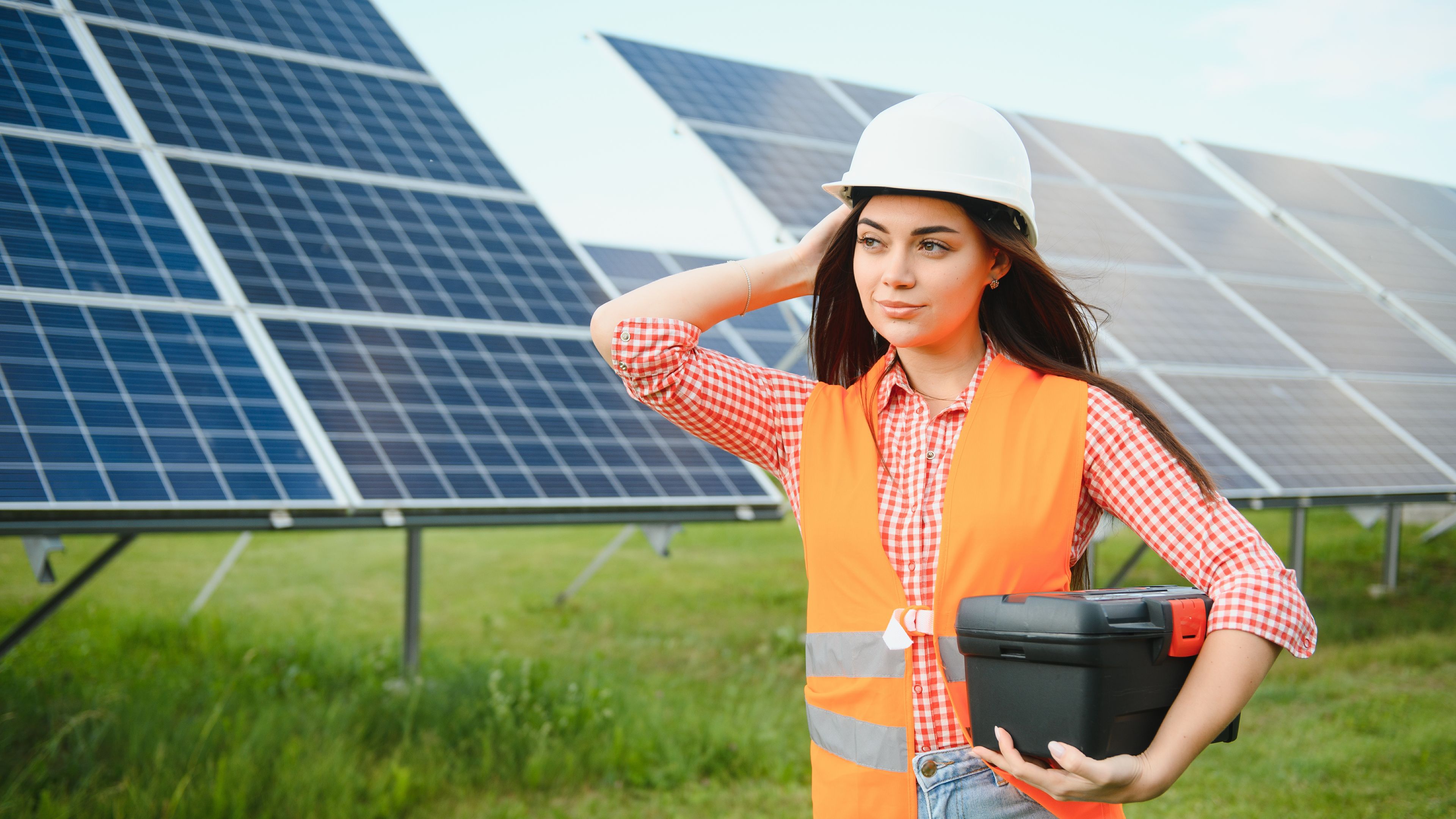 Woman engineer on solar