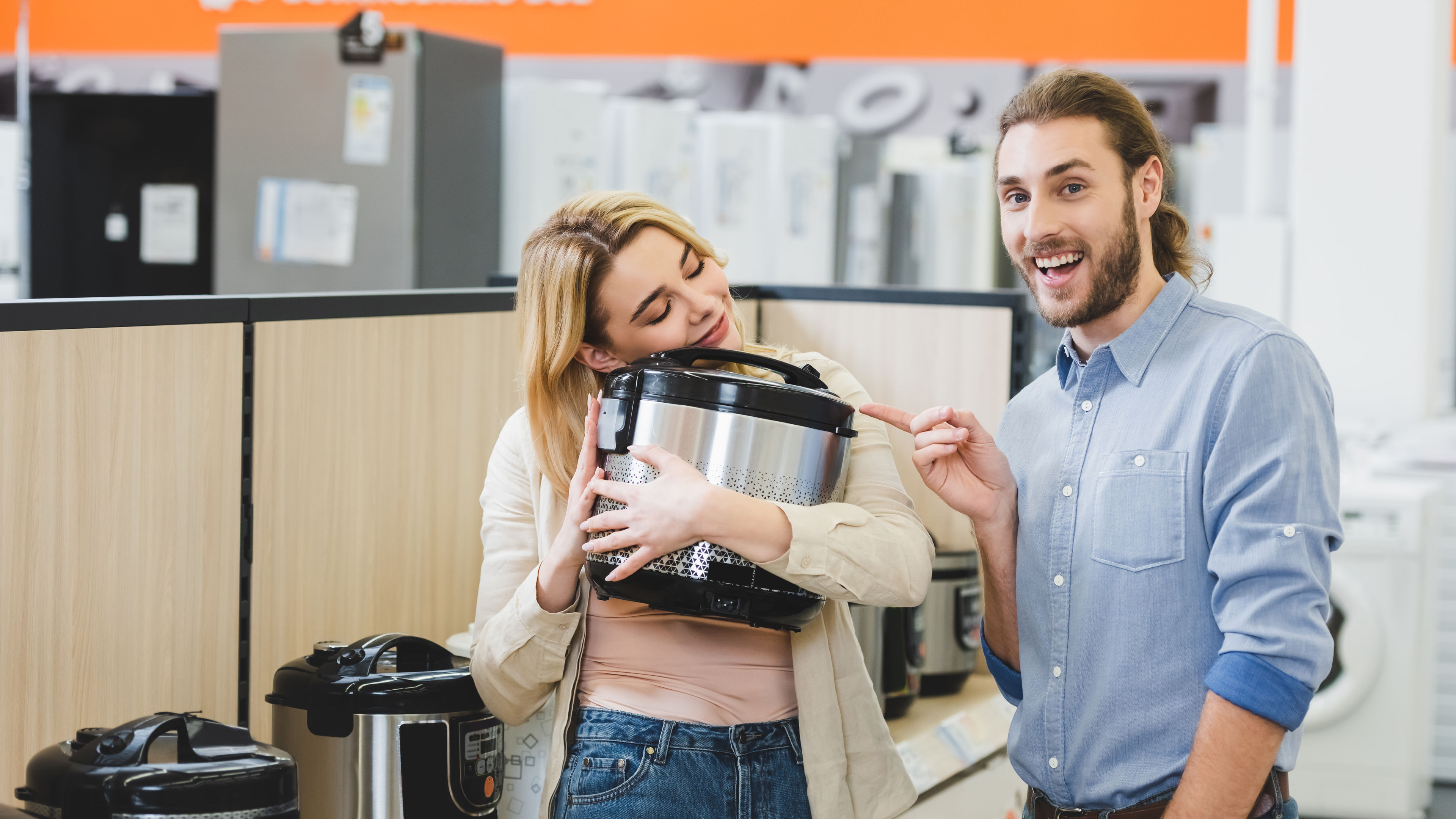 Woman with cooker