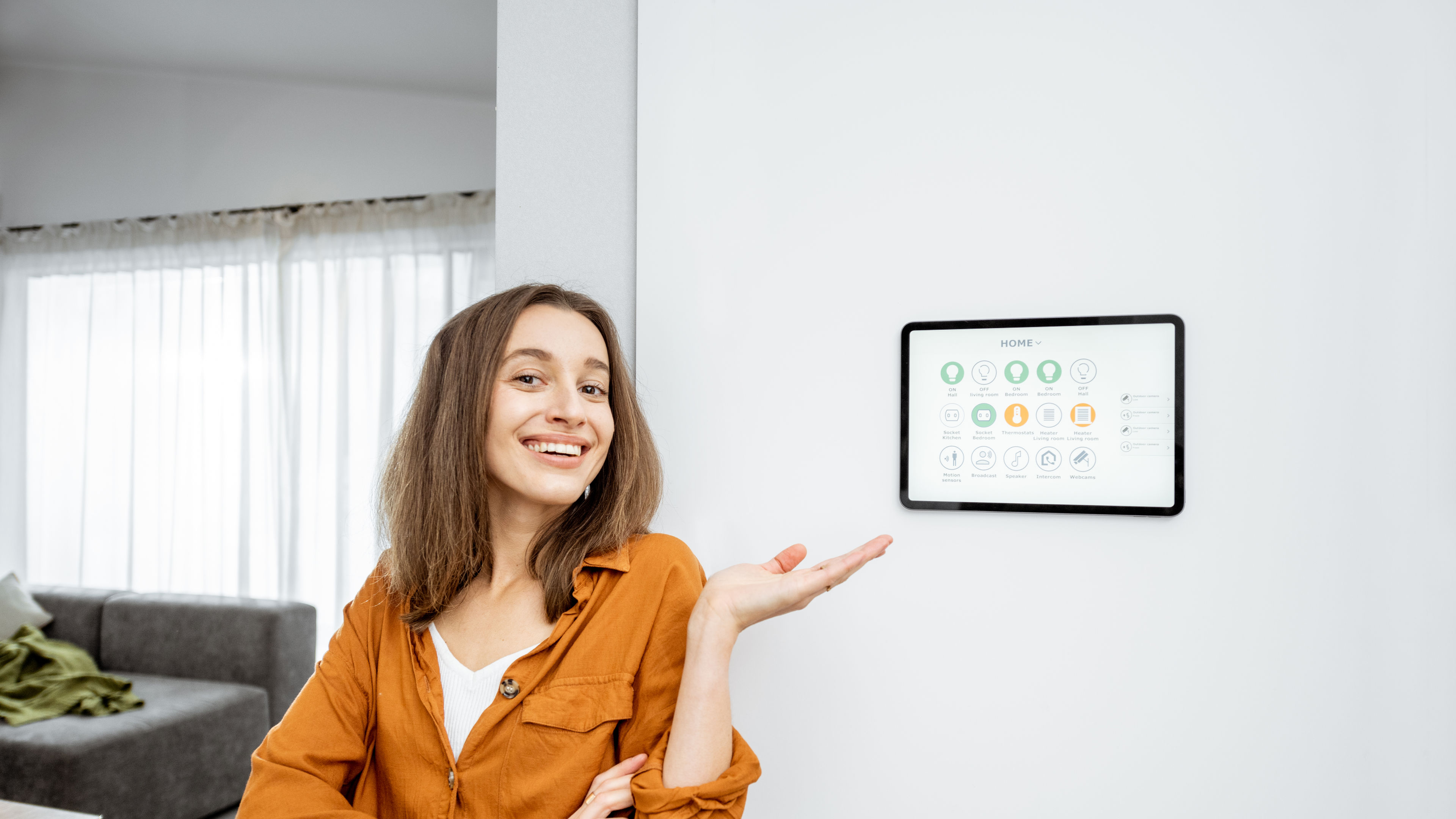 Woman with smart appliance