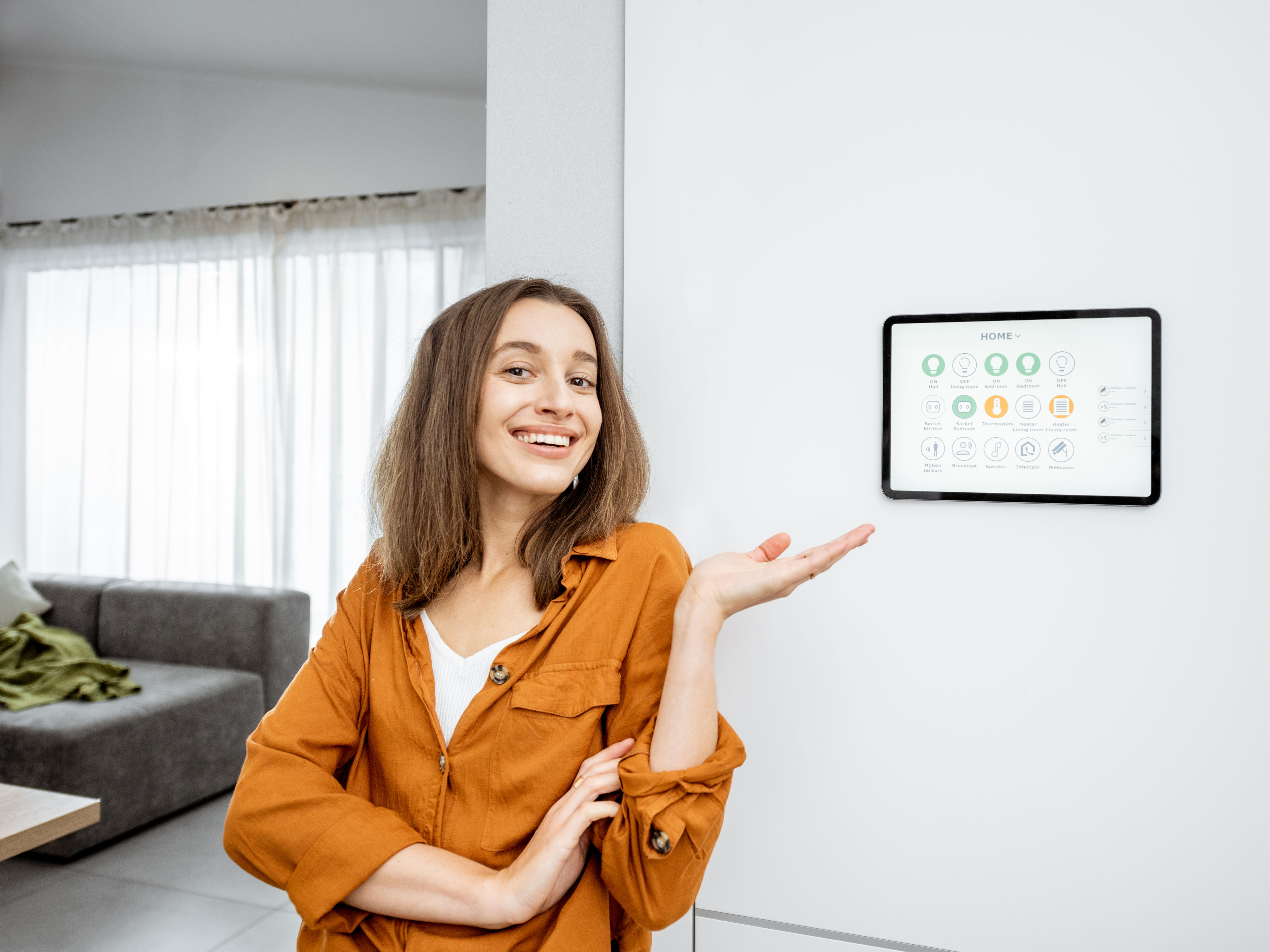 Woman with smart appliance 