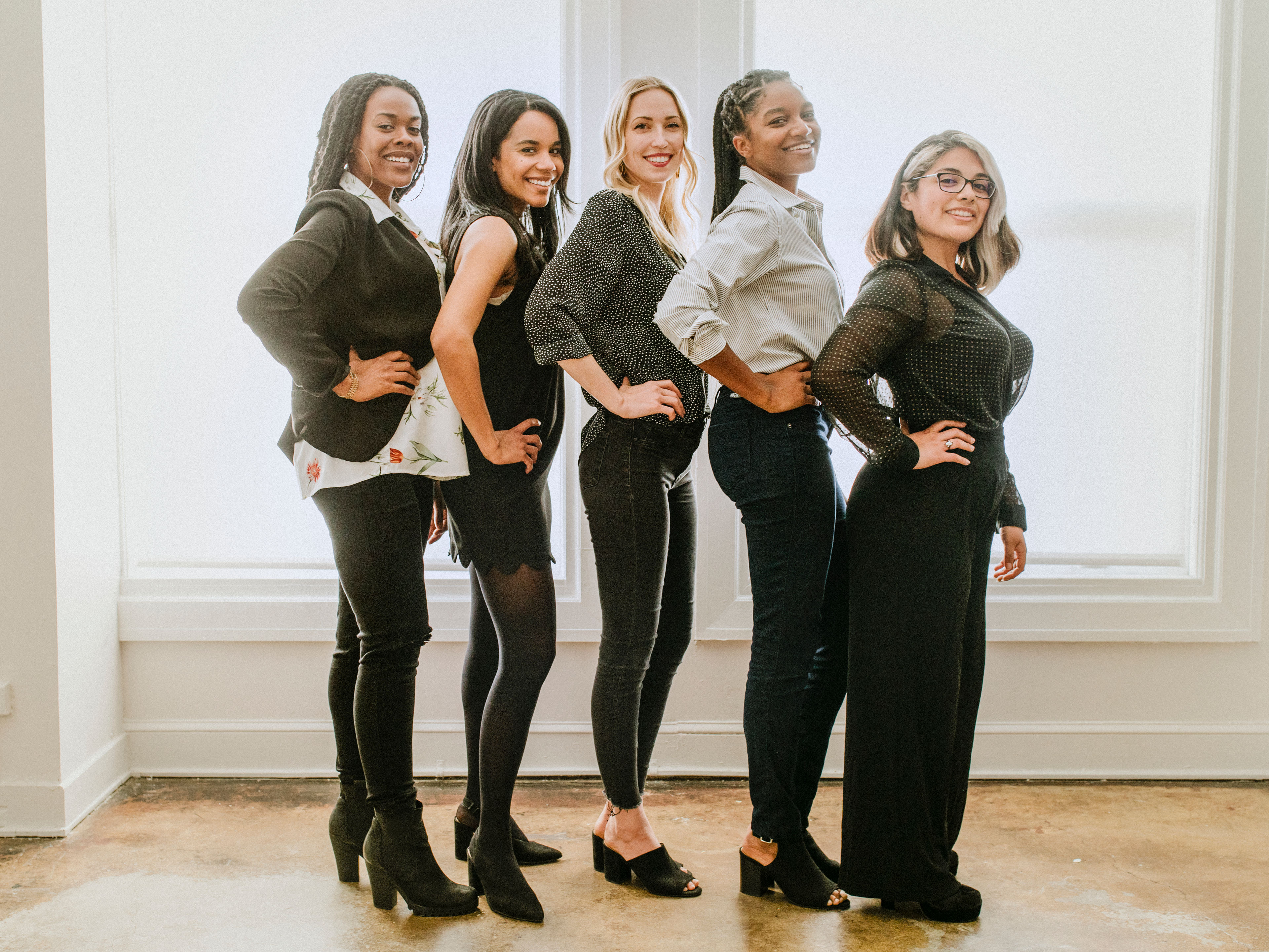 Women wearing different bottoms