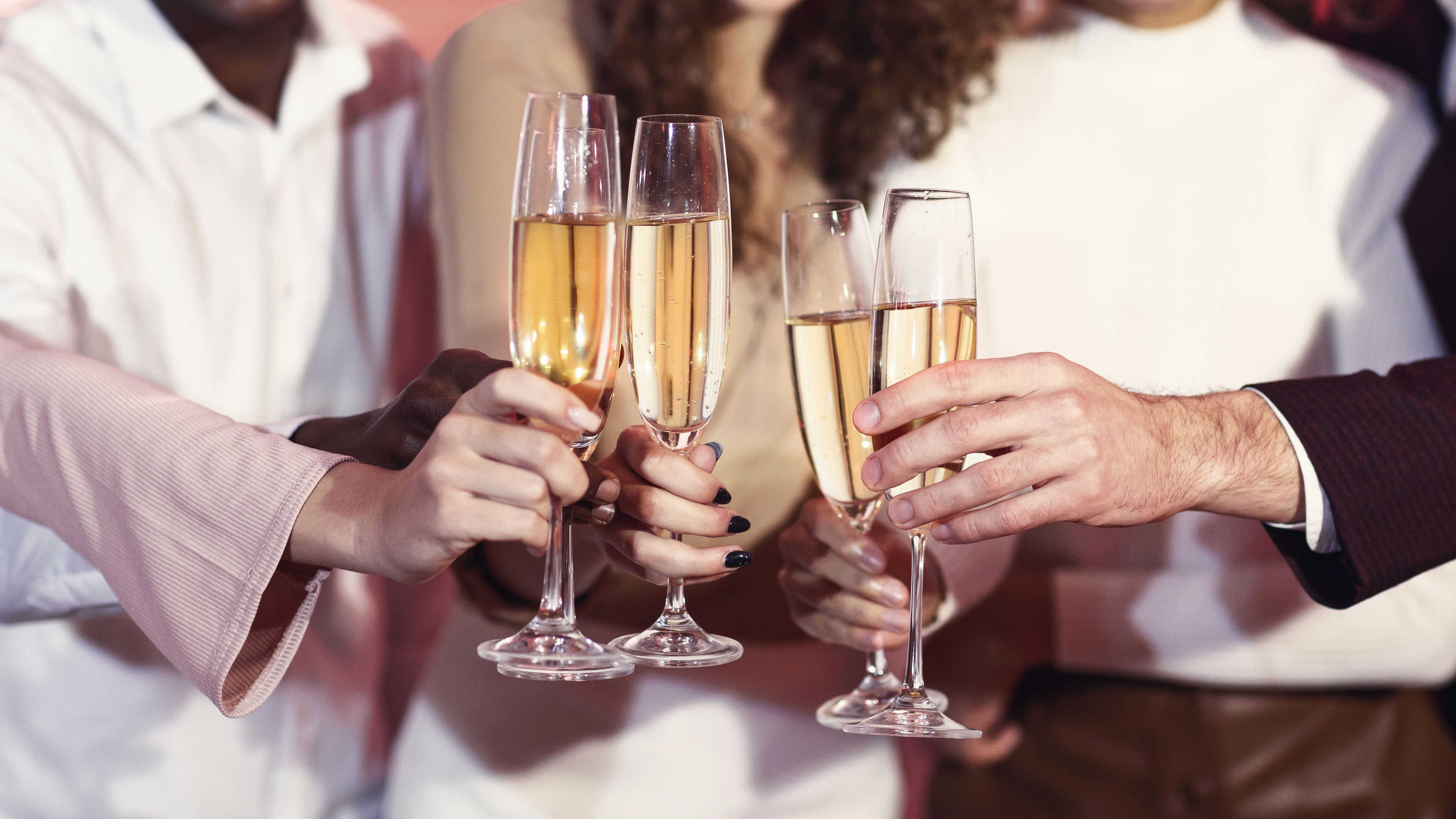 Young People Clinking Glasses Celebrating Holiday