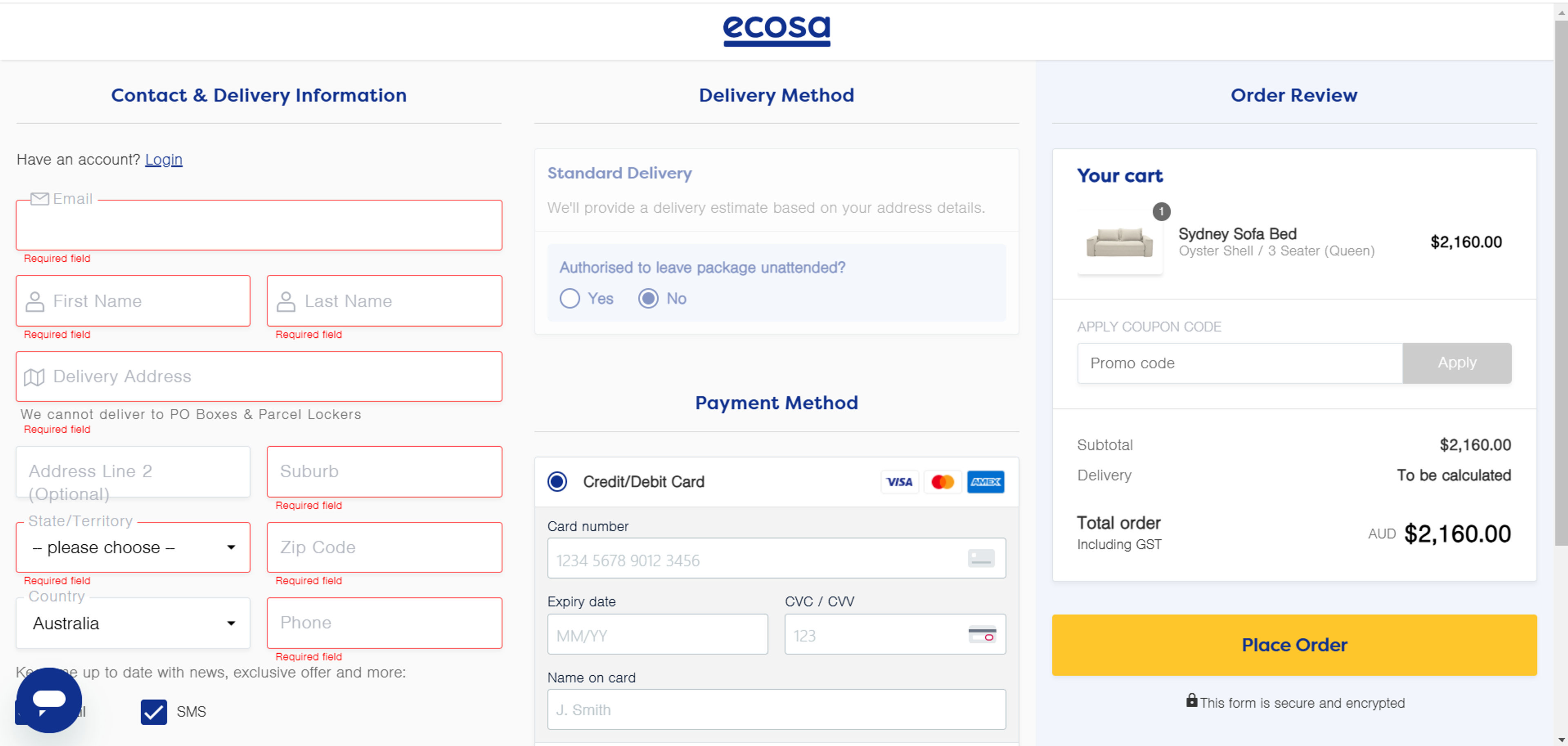 How to use coupon for Ecosa